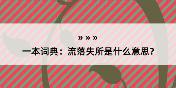 一本词典：流落失所是什么意思？