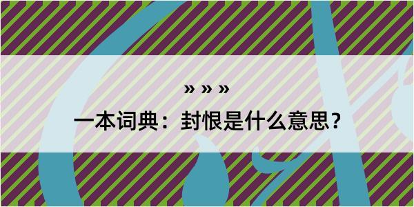 一本词典：封恨是什么意思？