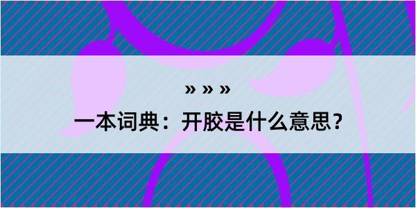 一本词典：开胶是什么意思？