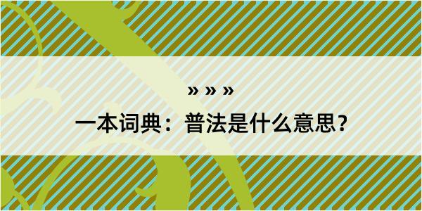 一本词典：普法是什么意思？