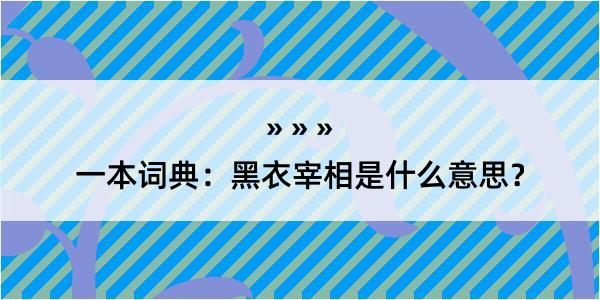 一本词典：黑衣宰相是什么意思？