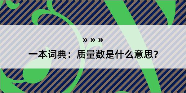 一本词典：质量数是什么意思？