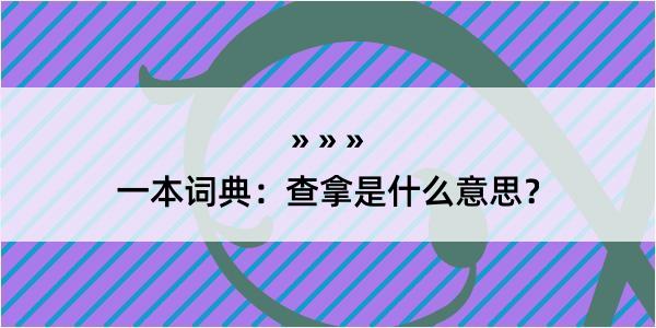 一本词典：查拿是什么意思？