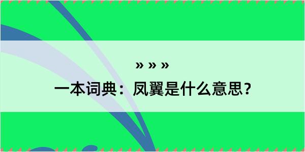 一本词典：凤翼是什么意思？