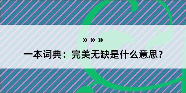 一本词典：完美无缺是什么意思？