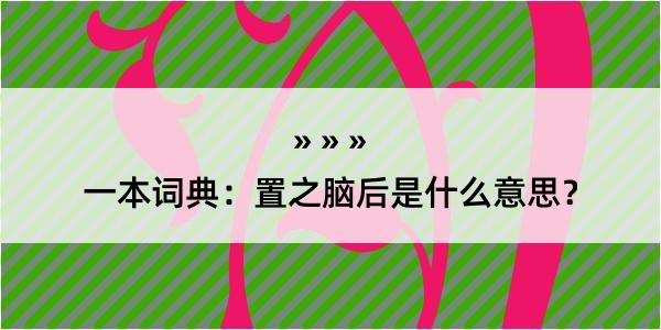 一本词典：置之脑后是什么意思？