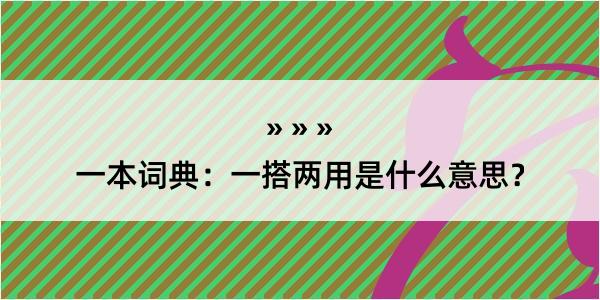 一本词典：一搭两用是什么意思？