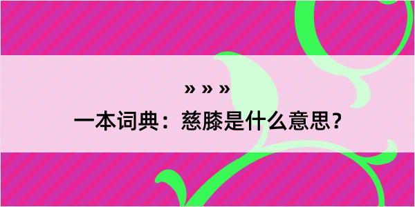 一本词典：慈膝是什么意思？