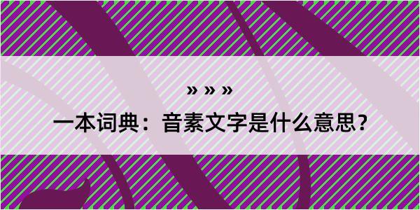 一本词典：音素文字是什么意思？