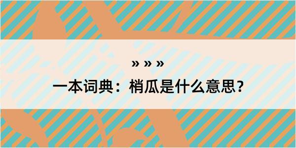 一本词典：梢瓜是什么意思？