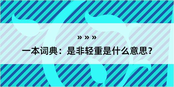 一本词典：是非轻重是什么意思？