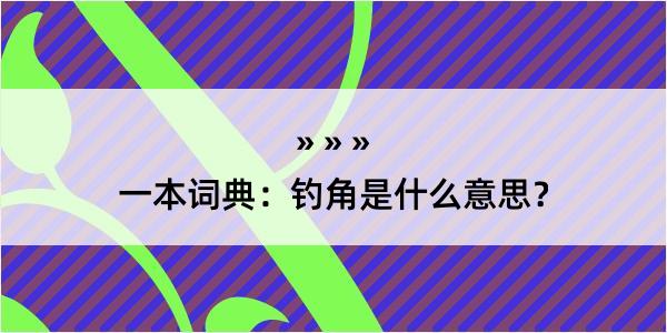 一本词典：钓角是什么意思？