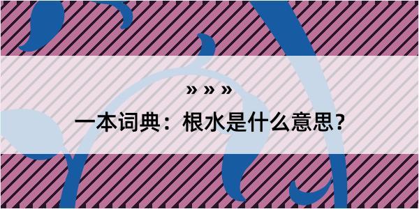 一本词典：根水是什么意思？