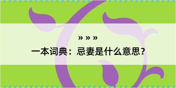 一本词典：忌妻是什么意思？