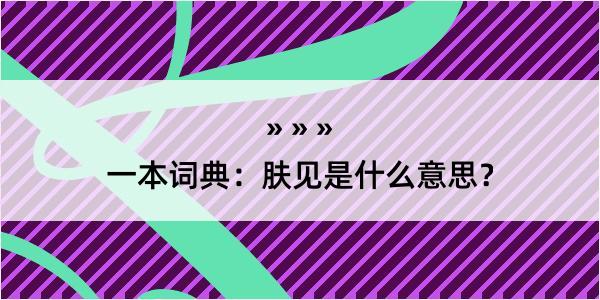 一本词典：肤见是什么意思？