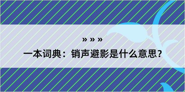 一本词典：销声避影是什么意思？