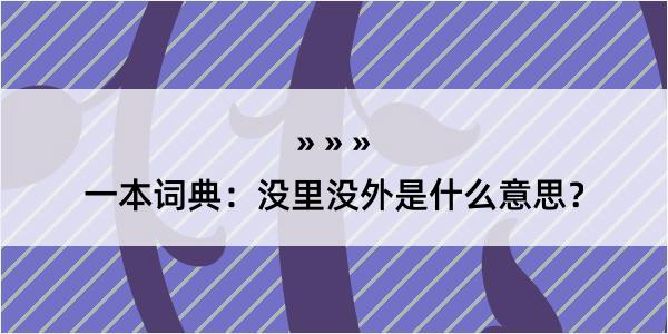 一本词典：没里没外是什么意思？