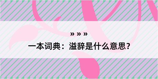 一本词典：溢辞是什么意思？