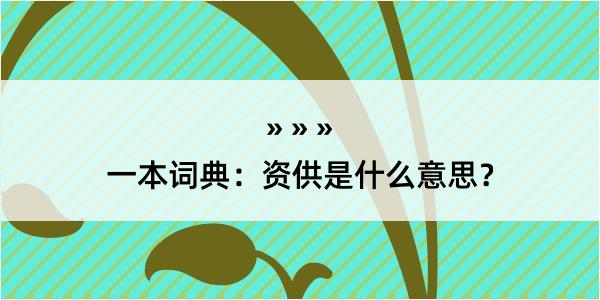 一本词典：资供是什么意思？