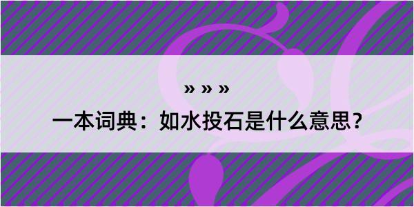 一本词典：如水投石是什么意思？