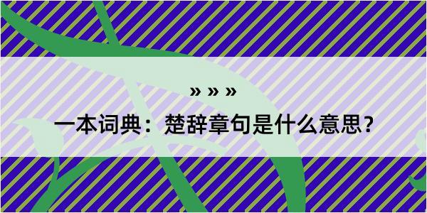 一本词典：楚辞章句是什么意思？