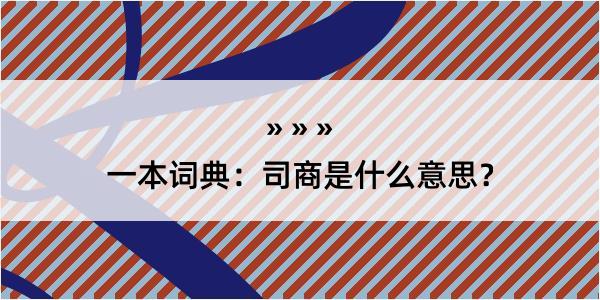 一本词典：司商是什么意思？