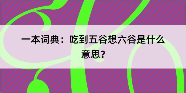 一本词典：吃到五谷想六谷是什么意思？