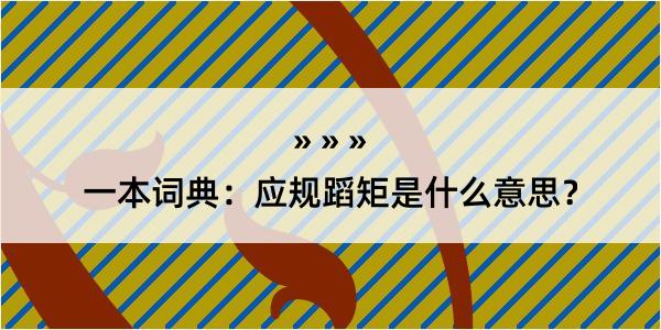 一本词典：应规蹈矩是什么意思？