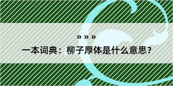 一本词典：柳子厚体是什么意思？