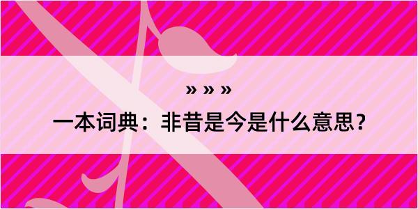 一本词典：非昔是今是什么意思？