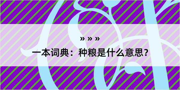 一本词典：种粮是什么意思？