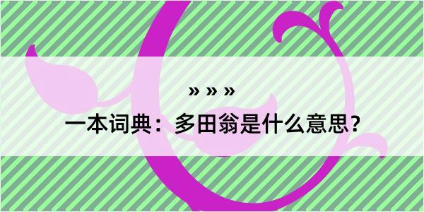 一本词典：多田翁是什么意思？