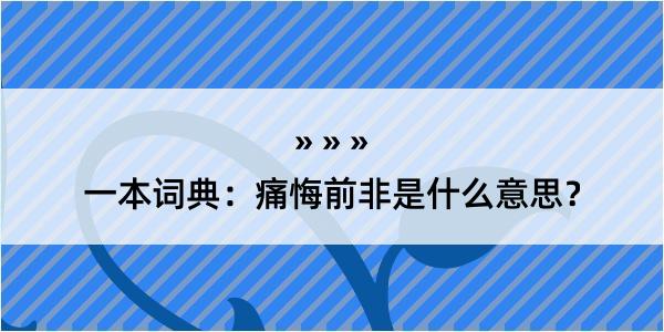 一本词典：痛悔前非是什么意思？