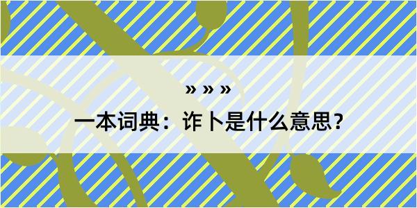 一本词典：诈卜是什么意思？