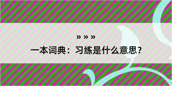 一本词典：习练是什么意思？