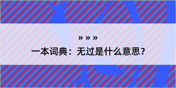 一本词典：无过是什么意思？