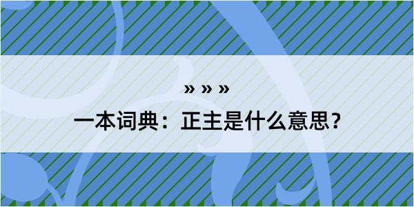 一本词典：正主是什么意思？