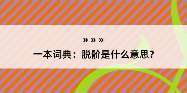 一本词典：脱骱是什么意思？