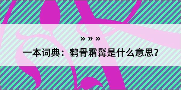 一本词典：鹤骨霜髯是什么意思？