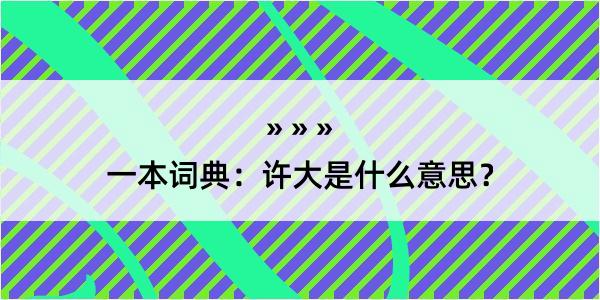 一本词典：许大是什么意思？