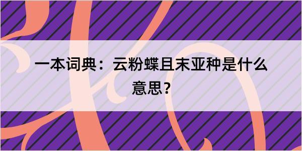 一本词典：云粉蝶且末亚种是什么意思？