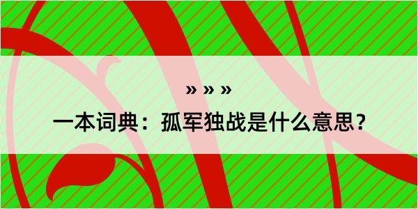 一本词典：孤军独战是什么意思？