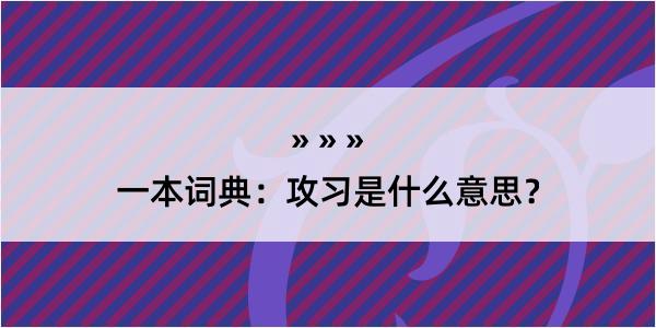 一本词典：攻习是什么意思？