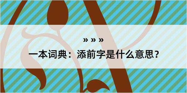 一本词典：添前字是什么意思？