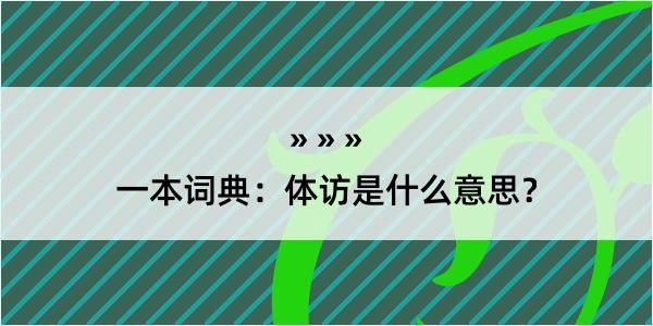 一本词典：体访是什么意思？