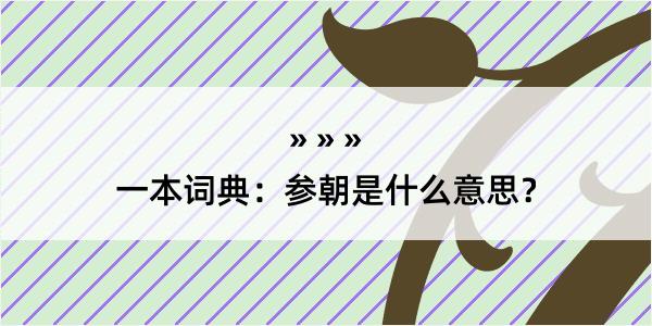 一本词典：参朝是什么意思？