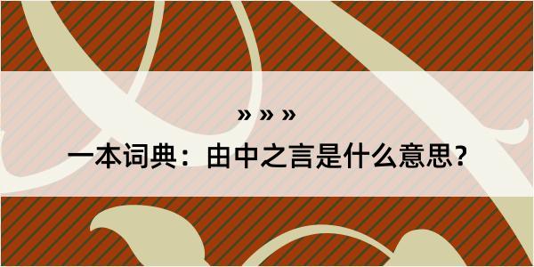 一本词典：由中之言是什么意思？