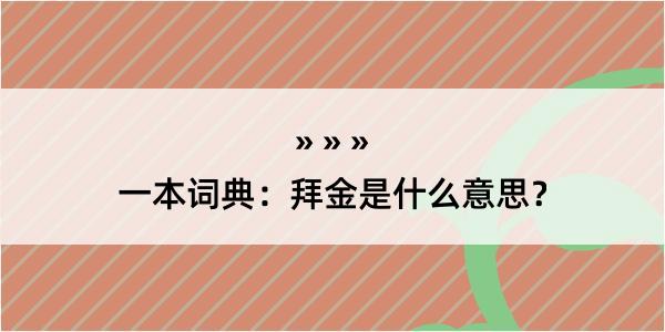 一本词典：拜金是什么意思？