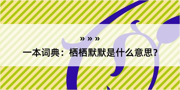 一本词典：栖栖默默是什么意思？