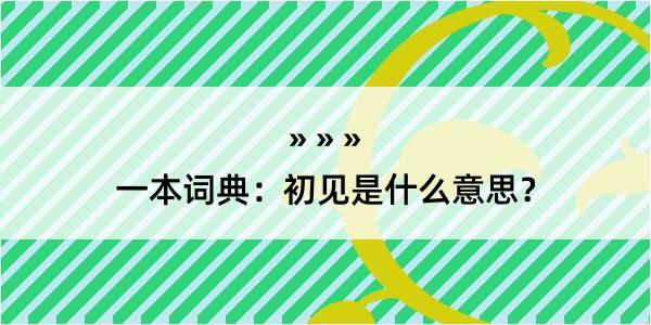 一本词典：初见是什么意思？